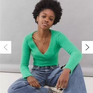 Urban Outfitters Fluffy Wrap Cropped Top